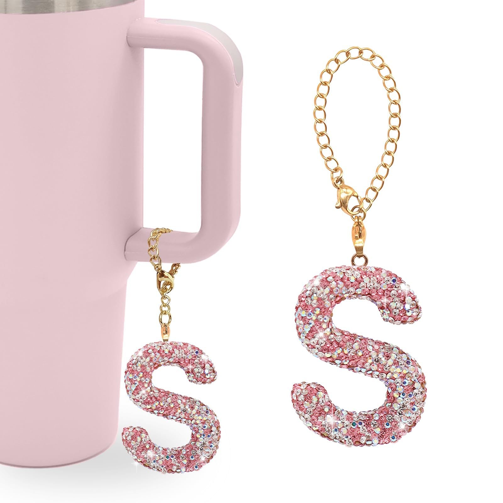 Wholesale Pink Diamond English Letter Water Cup Chain Pendant Cup Accessories